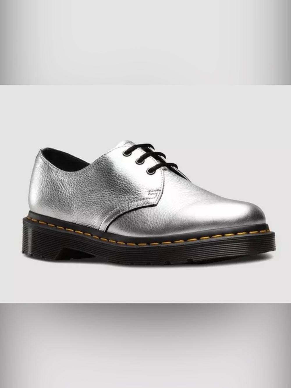 Dr. Martens 1461 Leather Vegan Derby Loafers and Metallic Silver Women’s Size: 9